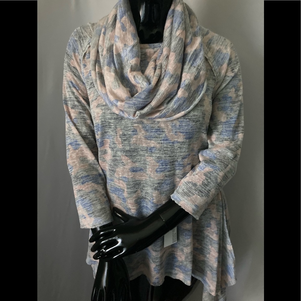kensie Performance Vintage Print CowlNeck Tunic, S